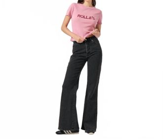Rolla's Eastcoast High Rise Flare Jeans In Black Sand