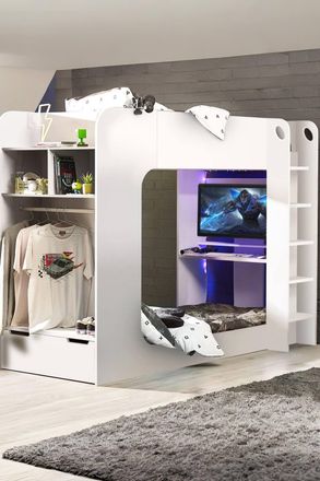 Julian Bowen Impact Single White Gaming Bunk/Loft Bed