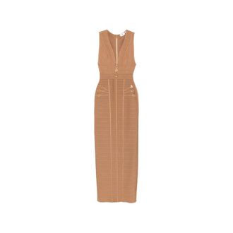 Elisabetta Franchi V-neck Embellishment Maxi Dress