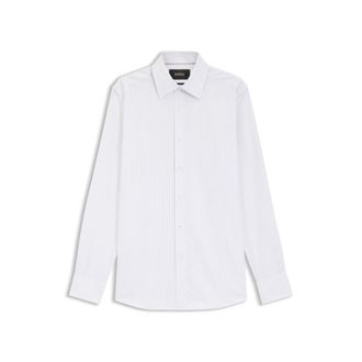 BOSS Striped slim-fit shirt in Italian-made cotton