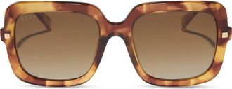 DIFF Eyewear Sandra 54mm Polarized Square Sunglasses in Brown Fleur /Brown Gradient at Nordstrom