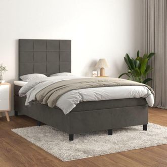 vidaXL Cama Box Spring Con Colch&oacute;n Terciopelo Gris Oscuro 120x200 Cm Vidaxl