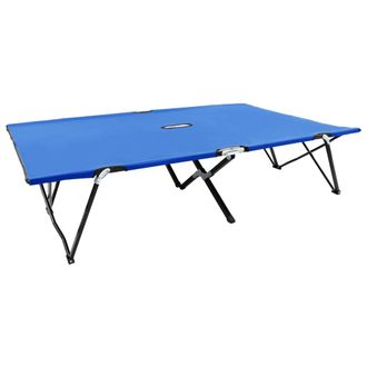 vidaXL Vidaxl - Tumbona Doble Plegable Acero Azul