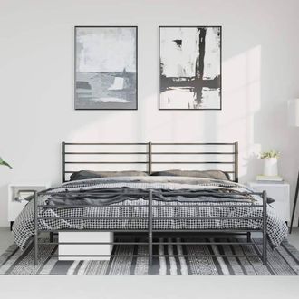 Berkfield Home Metal Bed Frame with Headboard & Footboard Black 193x203 cm