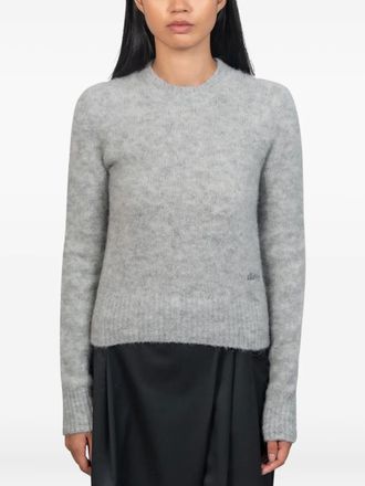 Ami logo-embroidered crew-neck sweater - women - Alpaca/Wool/Polyamide - S - Grey