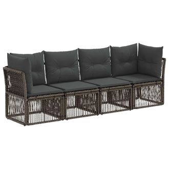vidaXL Conjunto De Sof&aacute;s De Jard&iacute;n 4 Pcs Gris Rat&aacute;n Sint&eacute;tico Vidaxl
