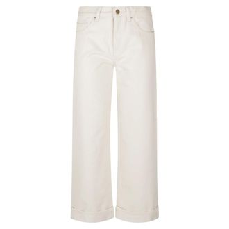 Moncler Straight Jeans, female, White, Size: XS Cropped Jeans