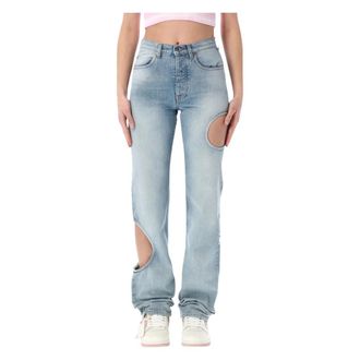 Off-white Straight Jeans, female, Blue, Size: W27 New Meteor Denim Pants