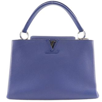 Louis Vuitton Capucines Leather Blue Leather Handbag (Pre-Owned)