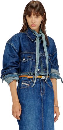 Diesel Cropped oversized denim trucker jacket - Denim Jackets - Woman - Blue