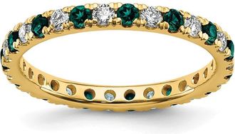 Diamond2Deal 14k Yellow Gold Lab Grown Diamond & Alexandrite Eternity Wedding Band Ring 1/2Ct Clarity- VS Color- G-H