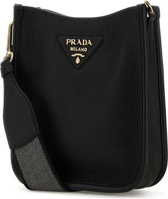 Prada Womens Calfskin Leather Crossbody Bag Black