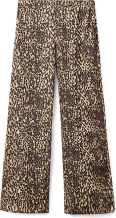 Mango Leopard Print Satin Straight Leg Jeans in Brown at Nordstrom Rack, Size 6