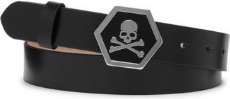 Philipp Plein Belt Skull Premium Women in Black/nickel at Nordstrom, Size 85