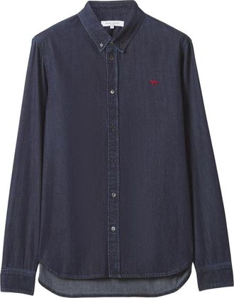 Maison Kitsun&eacute; Profile Fox Casual Shirt - Heren - Spijkeroverhemden - Blauw - M - Katoen - Overhemden