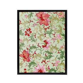 Artery8 Owen Jones Art Nouveau Pink Flower Pattern Framed Canvas Art Print in Green | Size: W24 x H32
