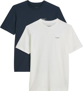 Marc O'Polo Denim T-Shirt MARC OPOLO DENIM regular fit im 2er Pack, in softem Single Jersey, Herren, Gr. XXL, dunkelblau, Obermaterial: 100% Baumwolle, regular fit, Run