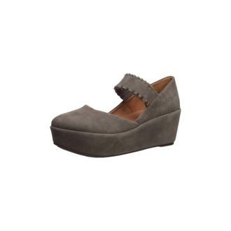 Gentle Souls Womens Nyssa Ruffle Strap Wedge 2 In Cement