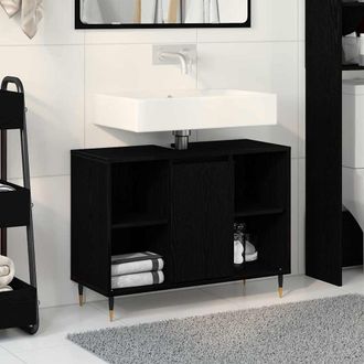 vidaXL Mobile Da Bagno Rovere Nero 80 X 33 X 60 Cm Legno Multistrato - Vidaxl