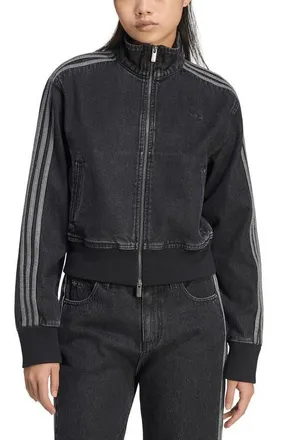 adidas Originals Denim Track Jacket in True Black Denim at Nordstrom, Size Xx-Small