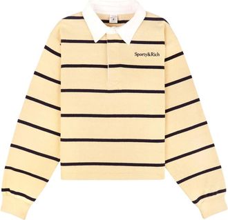 Sporty & Rich Serif Logo Rugby Polo - Dames - Polos - Beige - S - Tops