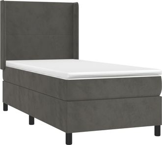 vidaXL Cama Box Spring Colch&oacute;n Y Led Terciopelo Gris Oscuro 100x200 Cm Vidaxl