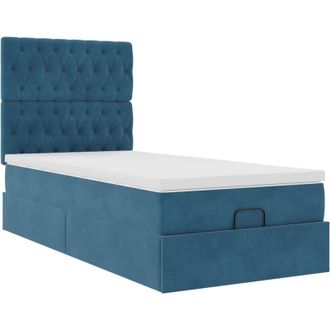 vidaXL Vidaxl - Estructura De Cama Otomana Colchones Terciopelo Azul Oscuro