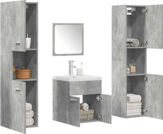vidaXL Set Muebles De Ba&ntilde;o 5 Piezas Madera Ingenier&iacute;a Gris Hormig&oacute;n Vidaxl