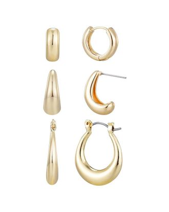 Adornia Adornia 14K Plated Set Of 3 Hoop Earrings