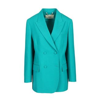 Fendi Grain de Poudre Wollen Blazer - Dames - Jassen - Blauw - Maat: XS Wol