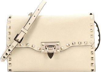 Valentino Garavani Rockstud Flip Lock Flap Bag Leather Medium crossbody bag - Toni neutri