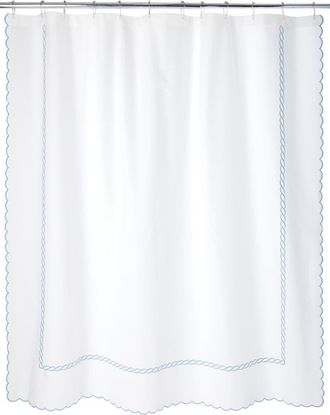 Matouk Classic Chain Scallop Shower Curtain in Hazy Blue at Nordstrom
