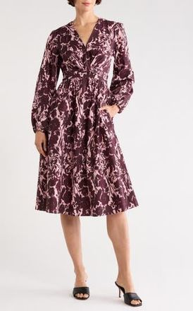 Derek Lam Valerie Twist Front Long Sleeve Dress in Mauve Fleur at Nordstrom Rack, Size 12