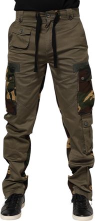 Dolce & Gabbana Brown Cotton Camouflage Cargo Mens Pants