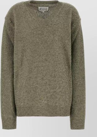 Maison Margiela wool blend sweater v neck ribbed trim