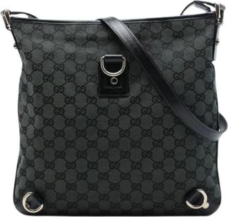 Gucci Pre-owned Canvas Crossbody Bag - Dames - Vintage Schoudertas - Groen - ONE Size - Leer - Vintage