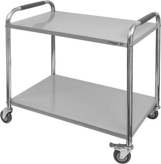 OEM Carrito De Servicio Mega-m Standard De 2 Estantes En Acero Inoxidable An.-90 Cm Pr.-50 Cm Al.-90 Cm N