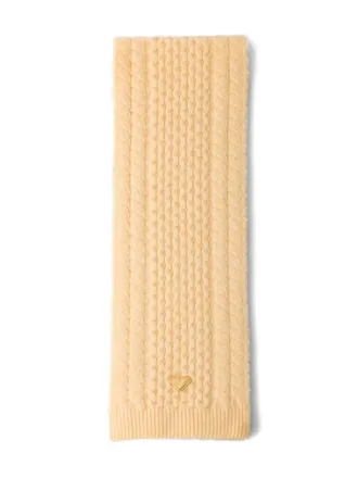 Prada Kabelgebreide sjaal met logo - Beige