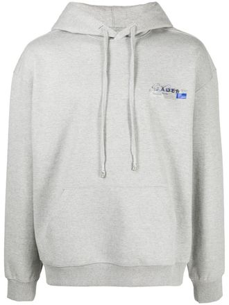 Ader Error logo print hoodie - men - Polyester/Cotton - 1 - Grey