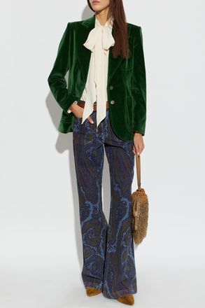 Etro Velvet Blazer, Womens, Green