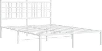 vidaXL Giroletto con Testiera Metallo Bianco 135x190 cm - Vidaxl