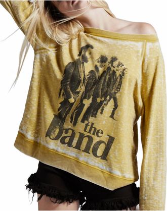 Recycled Karma Band Vintage-Washed Sweatshirt In Yellow