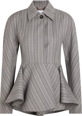 Stella McCartney Stella Mccartney Striped Peplum-hem Wool Jacket - Grey - 42 (UK10 / S)