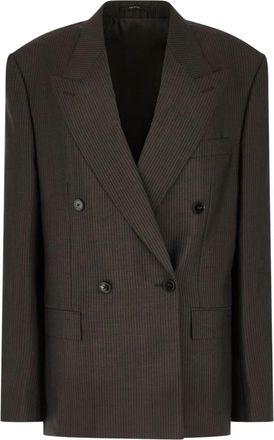 Gucci Pinstripe Wol Moher Jas - Heren - Blazers - Bruin - S - Wol - Jassen