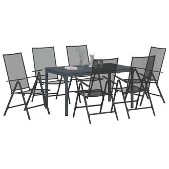 Berkfield Home Modern 7 Piece Garden Dining Set in Anthracite Steel in Dark Grey