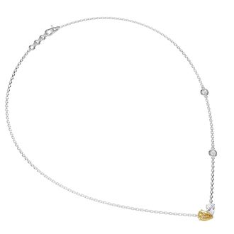 Diamond2Deal 14k White Gold 1.7 Ct Pear Cut Yellow & White Lab Grown Diamond Pendant Necklace 18 VVS-VS