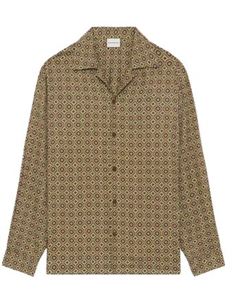 Dr&ocirc;le de Monsieur Geometric Pattern Shirt in Earthy Tones