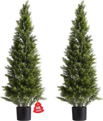 OEM Topiario Artificial De Cedro 300 X 1219 Mm 2 Piezas, Planta De Pino Artificial Hoja De Polietileno, Maceta De &Aacute;rbol Verde Falso Para Decorar Porches, 