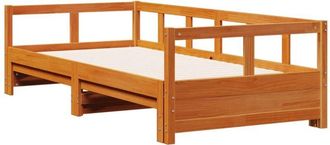 vidaXL Vidaxl - Sofá cama sin colchón madera maciza pino marrón cera 90x200 cm