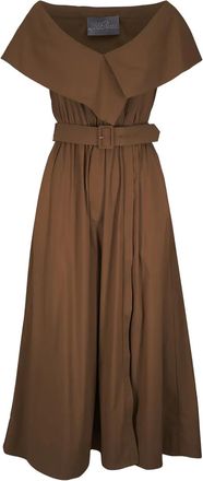 Lela Rose Abito midi con cintura - Marrone